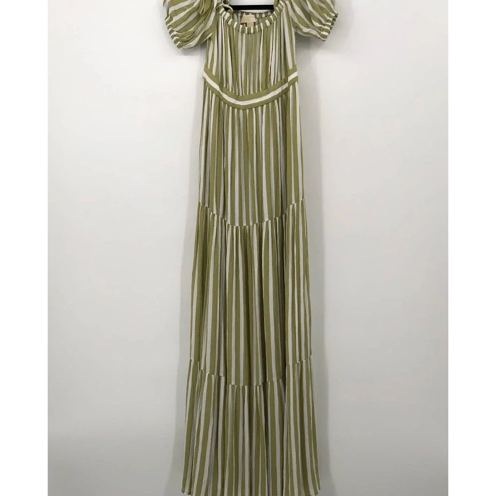 MICHAEL MICHAEL KORS Striped Tie-Sleeve Maxi Dress XS - Picture 3 of 12